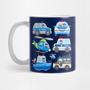 Police Vehicles SWAT Truck Officers Chopper Boat Patrol Cars Mug